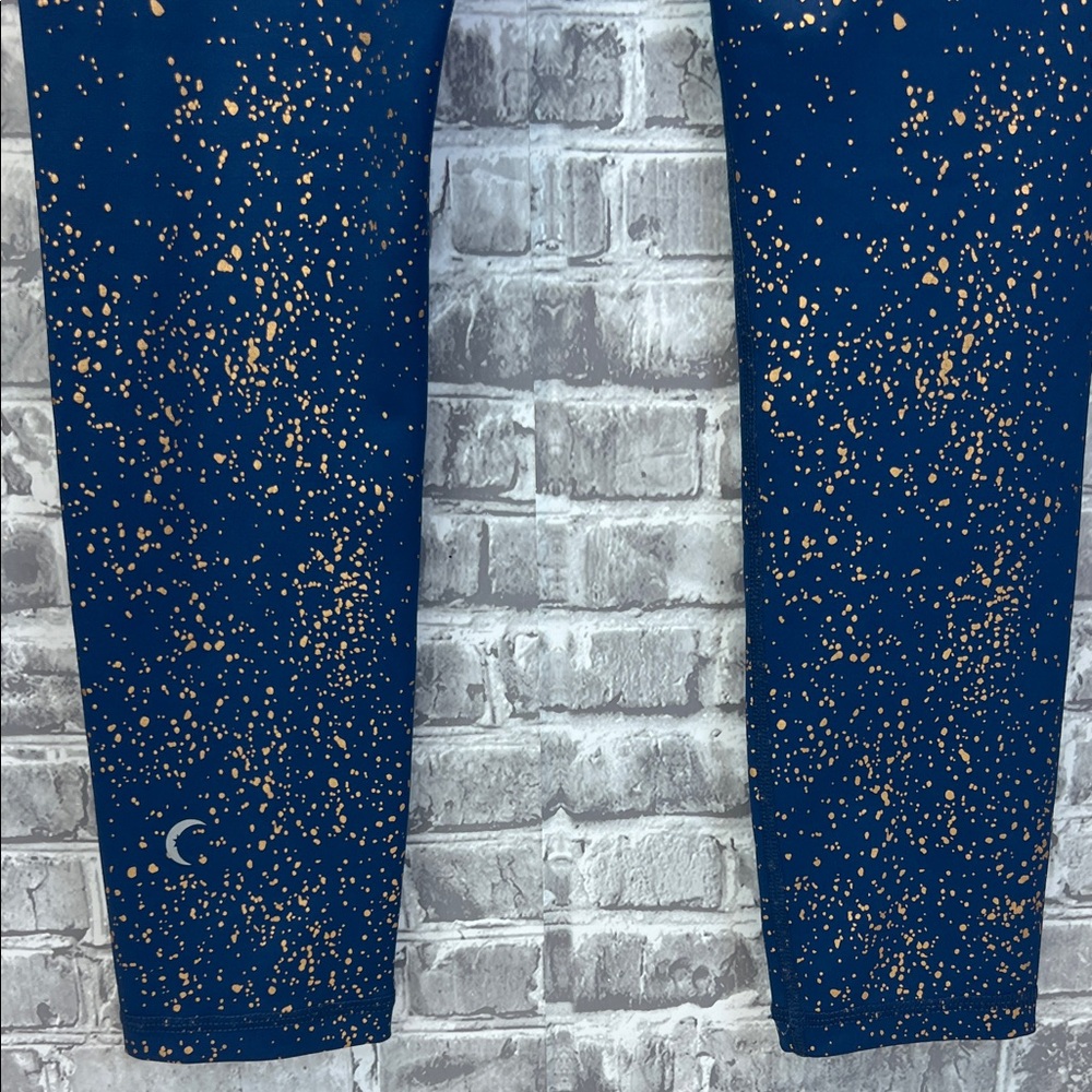 ZYIA Blue and‎ Gold Speckled Leggings